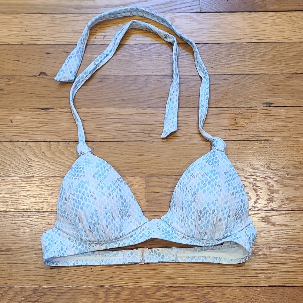 Target- Blue,White And Gray Snake Skin Print Halter Bikini Top. Size 32B